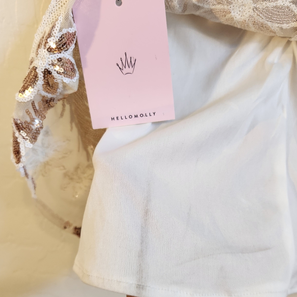 Hello Molly Cream and Gold Sequin Mini Dress - Picture 16 of 16